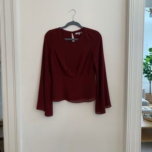 Maroon bell sleeve blouse